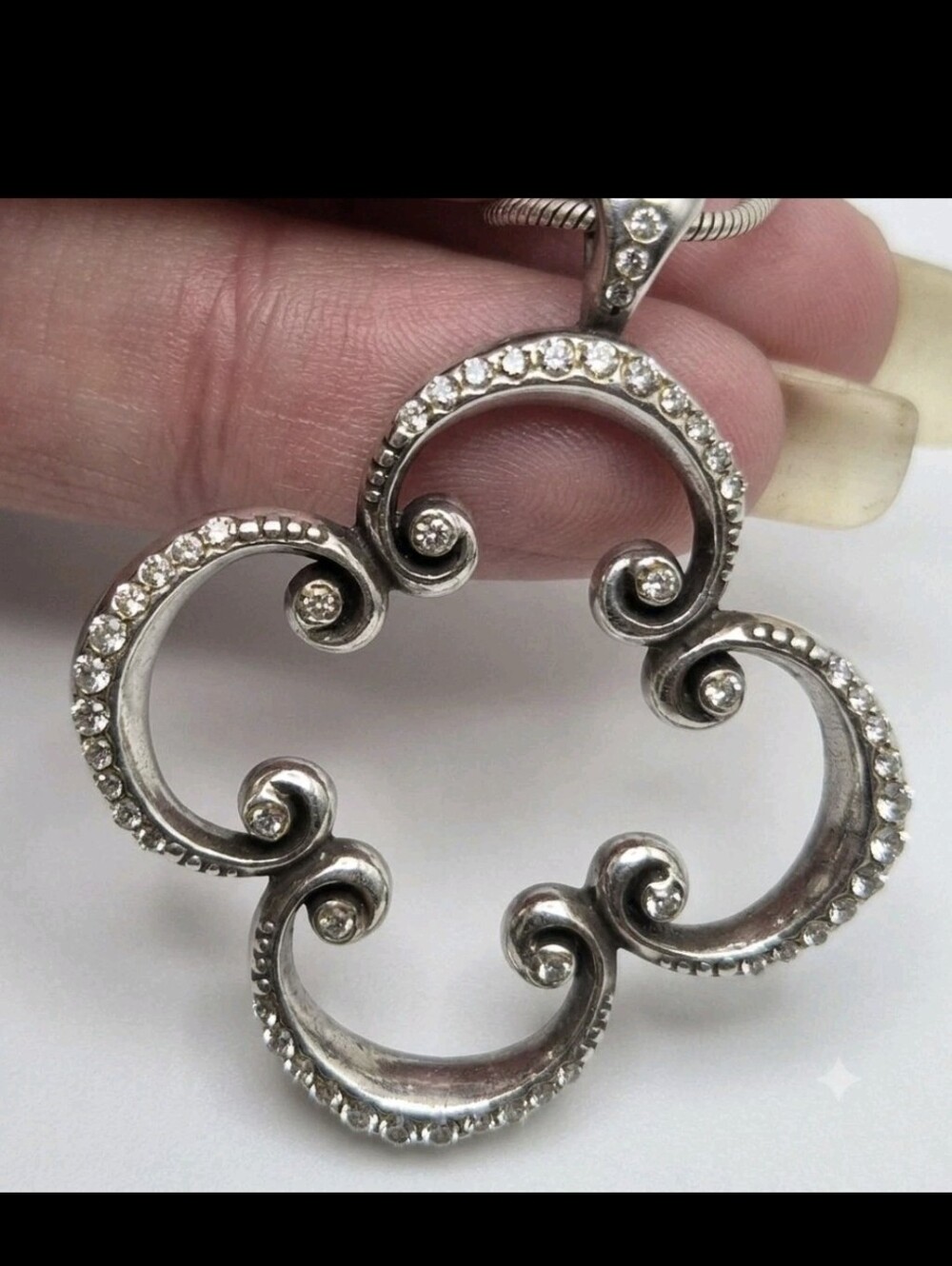 Brighton Toledo Mido Reversible Swarovski Crystal Quatrefoil Pendant Necklace - Picture 4 of 9